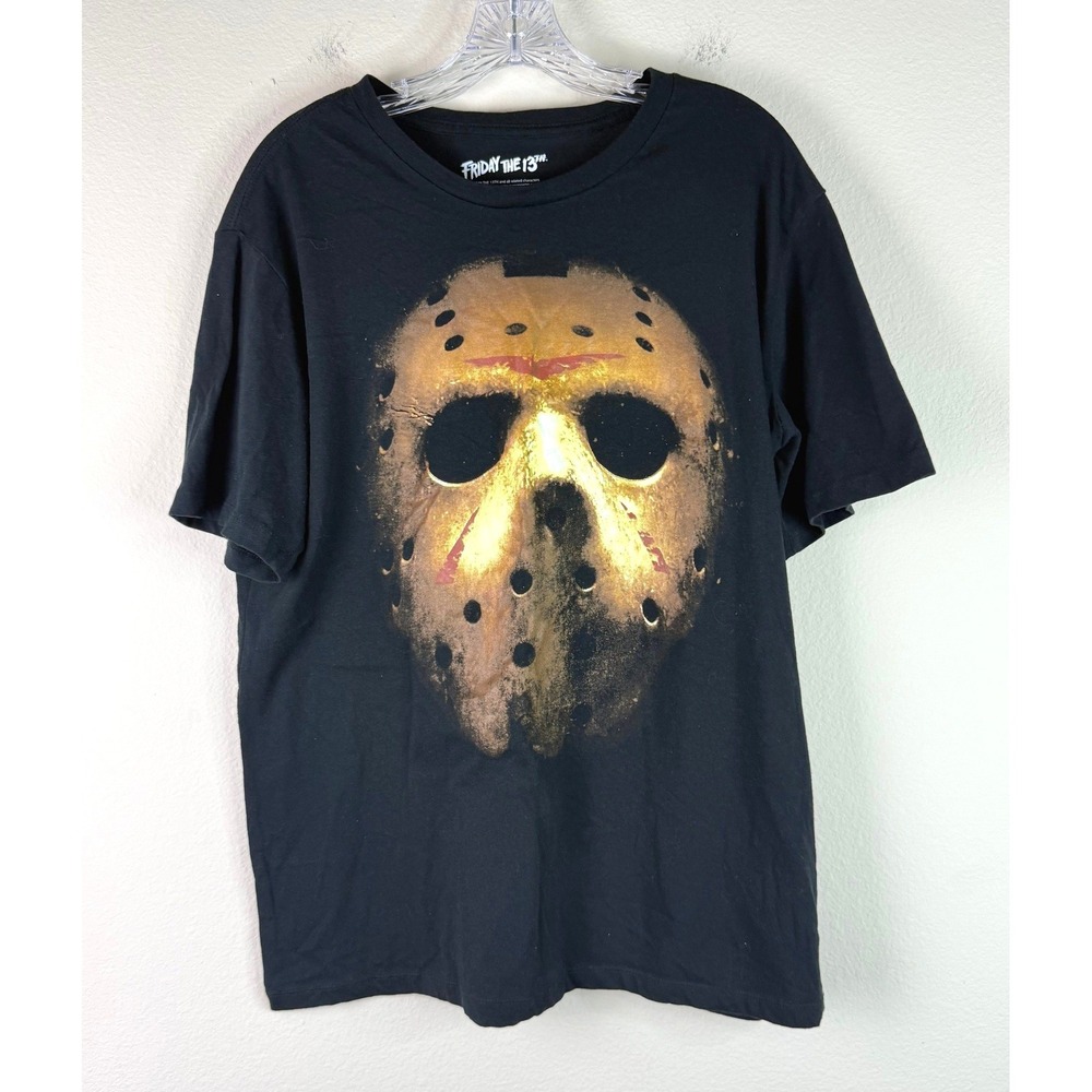 Friday the 13th T-Shirt Mens Large Jason Voorhees Mask Horror Movie Black Tee